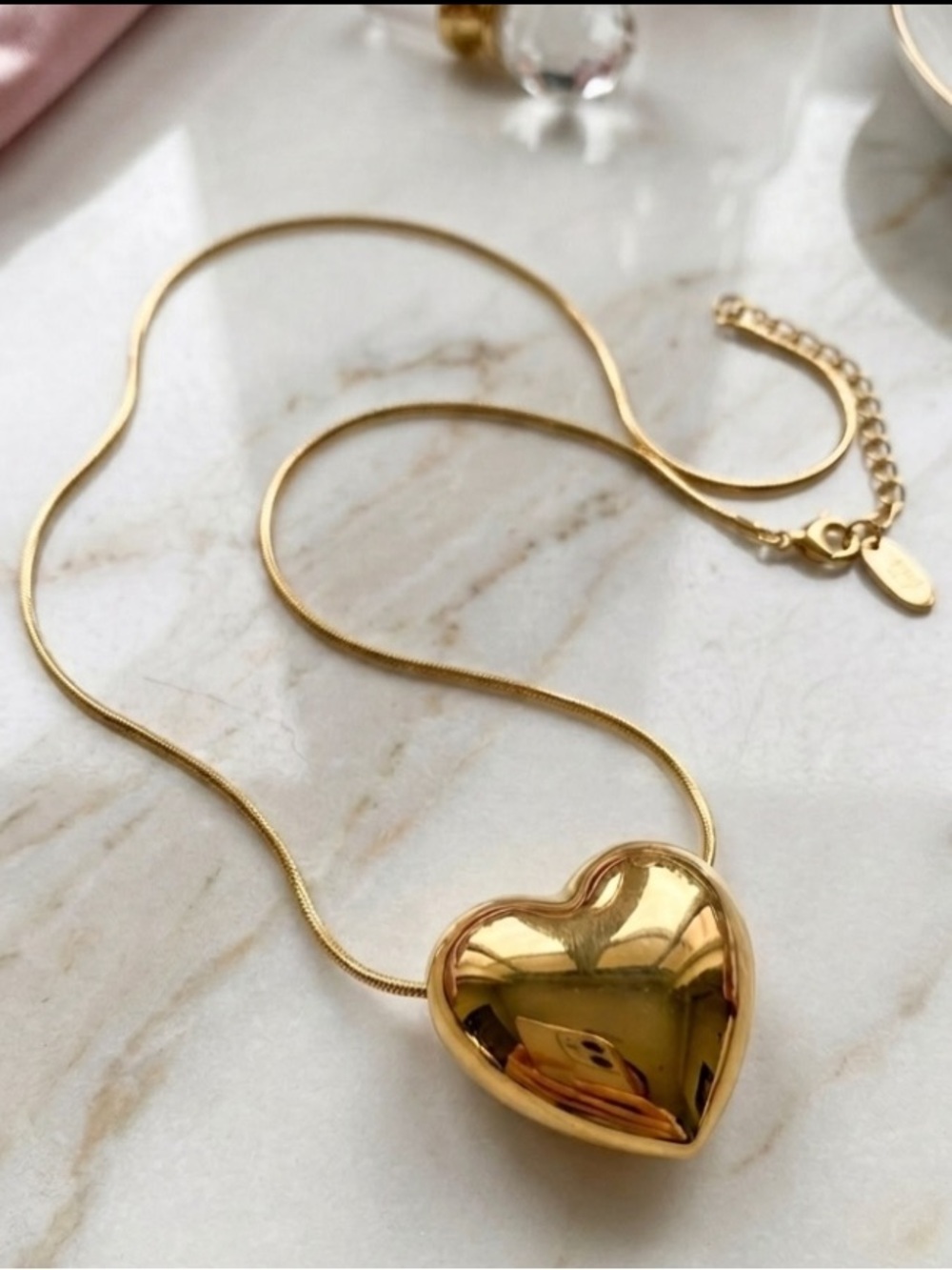Stainless steel Polished Gold Heart Pendant Necklace for Women